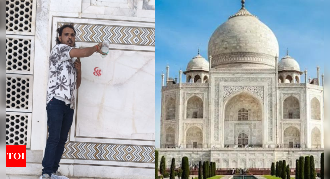 2 arrested for pouring water at Taj Mahal, Hindu outfit says 'Gangajal' offered to 'Tejo Mahalay' | India News