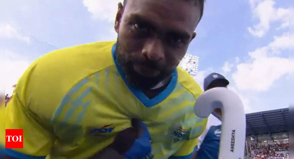 Watch: Saviour PR Sreejesh points out at wife's name on hockey stick after India's nail-biting win | Paris Olympics 2024 News