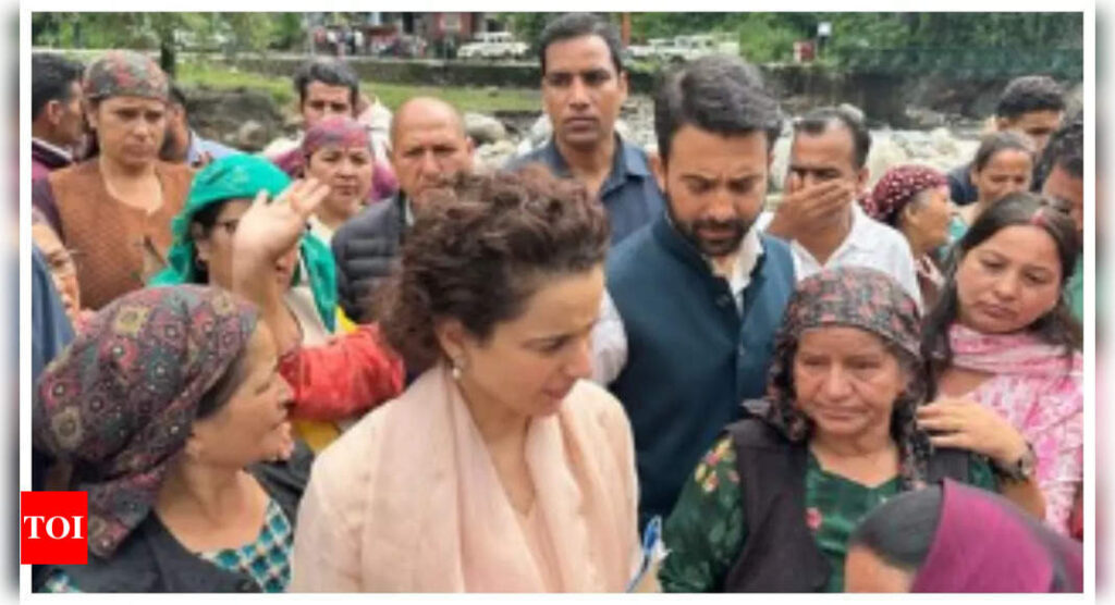 Kangana Ranaut visits flood affected areas in Himachal Pradesh, shares pics, ' Humans are so vulnerable before the nature ' | Hindi Movie News