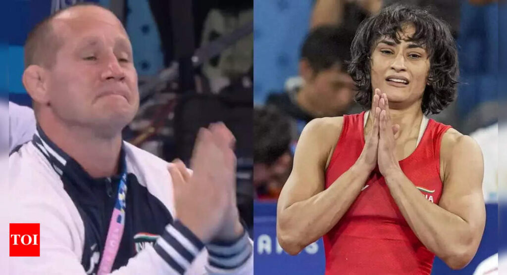 Watch: Vinesh Phogat's coach in tears as star grappler makes historic final at Paris Olympics | Paris Olympics 2024 News